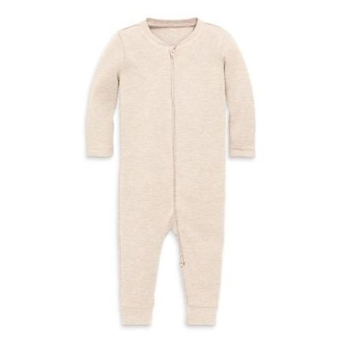 Primary Baby Organic Zip Romper In Solids in Oatmeal Heather Size NB