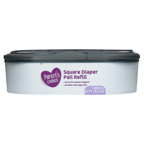 Parent's Choice Square Diaper Pail Refill, Holds up to 270 Newborn Diapers