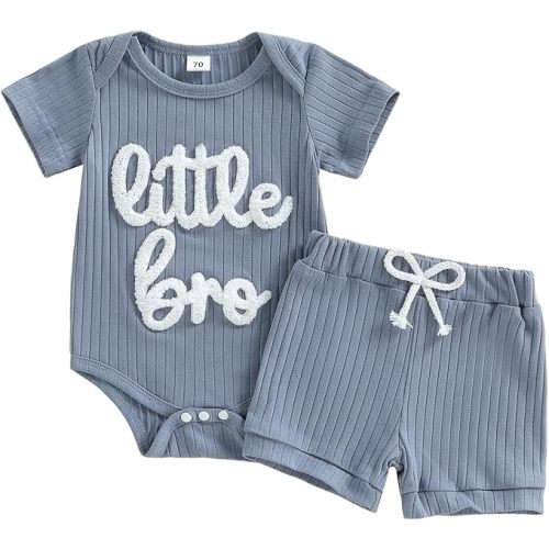 Baby Boy Summer Clothes Little Brother Newborn Outfit Short Sleeve Romper Casual Shorts Set 0 3 6 12 Months