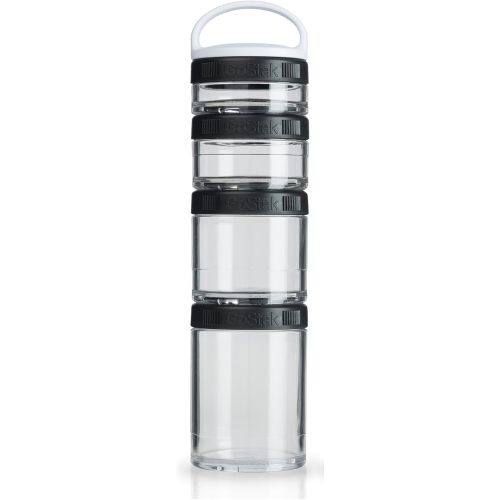 BlenderBottle GoStak Twist n' Lock Storage Jars, 4-Piece Starter Pak, Black