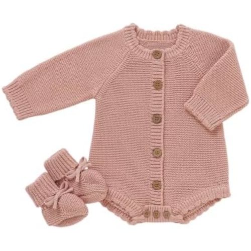 Cotton Baby Sweater and Booties Set