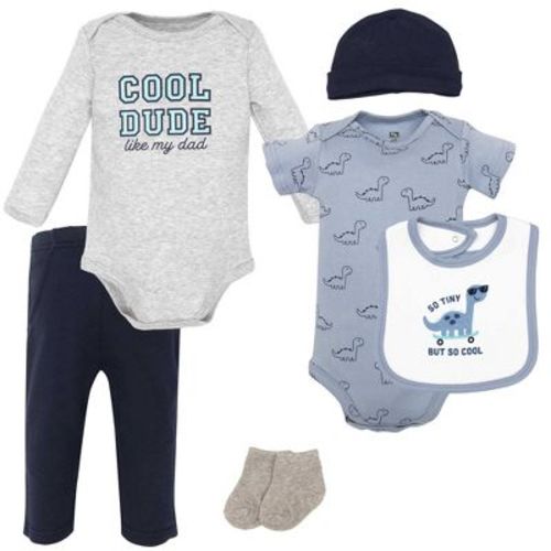 Hudson Baby Infant Boys Cotton Layette Set, Cool Skateboard Dino, 0-3 Months