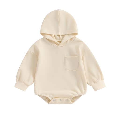 Thorn Tree Newborn Baby Boys Hooded Sweatshirt Long Sleeve Solid Romper Infant Baby Fall Winter Spring Outfits