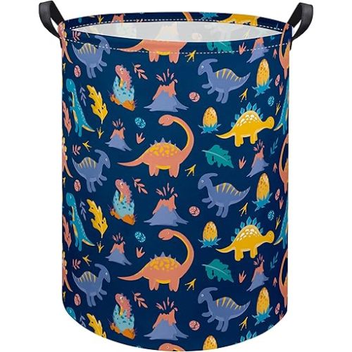 HIYAGON Dinosaur Kids Laundry hamper Baby Hamper for Nursery Boy and Girl Kids Hamper Cute Storage Bin Organizer Dinosaur Room Decor for Home(Blue Dinosaur)
