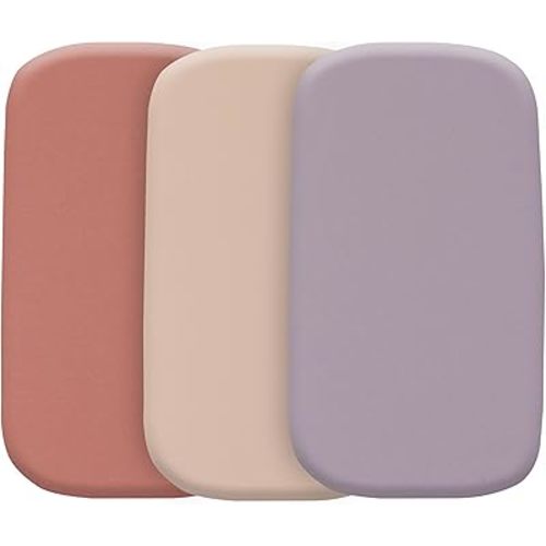 Bassinet Sheets 3 Pack, 33x17 Fitted Sheet for Boys & Girls, Soft 100% Jersey Cotton, Universal Fit for Halo Bassinest, Baby Delight, Graco, Oval & Rectangle Mattress