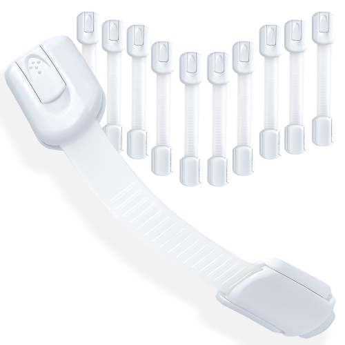 SUSWIM Baby Safety Locks, 10-Pack Cabinet Proofing, Adjustable Straps with 3M Adhesive, Multi-Purpose Childproofing