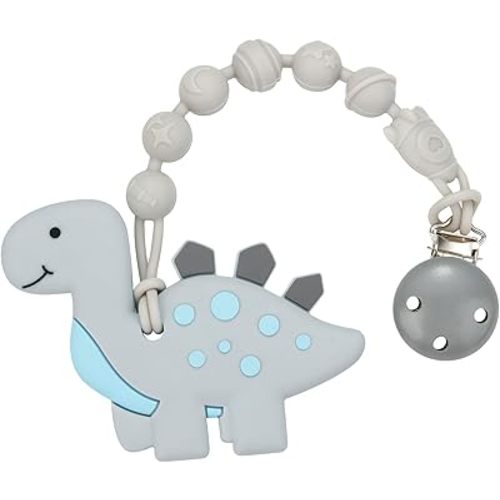 PandaEar Baby Dinosaur Training Massaging Toy Teether | Soothes Gums Promotes Healthy Oral Development | Food Grade Soft Safe BPA-Free Silicone Natural Organic | Babies Toddlers Infants