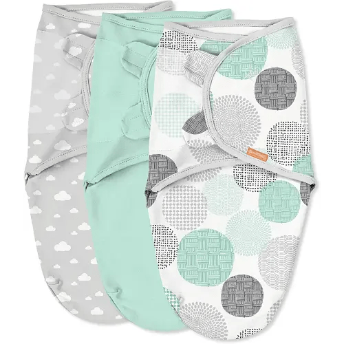 SwaddleMe Original Swaddle - Size Small/Medium, 0-3 Months, 3-Pack (Floating Geos) Easy to Use Newborn Swaddle Wrap Keeps Baby Cozy and Secure and Helps Prevent Startle Reflex