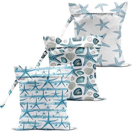 zcyxuuw 3 Pcs Wet Bag, Wet Dry Bag, Waterproof Bag, Small Laundry Bag, Wet Bag for Pool, Beach, Swimsuit, Makeup Bag, Diapers,Cruise Ship Essentials,Beach Accessories Travel for Women