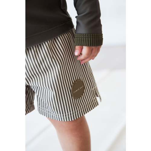 Noah Short - Fine Vertical Stripe Dark Olive