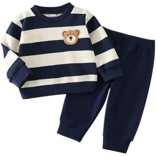 Toddler Baby Boy 6M-3T Clothes Set Color Block Long Sleeve Sweatshirt Tops + Joggers Pants Newborn Outfit Set