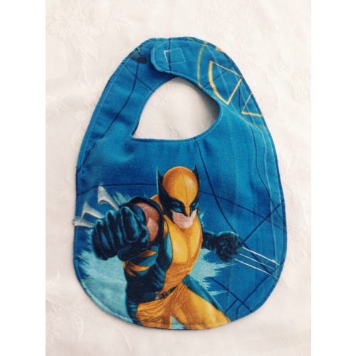 Wolverine Bib, Vintage xmen Baby, Avengers: Endgame, Marvel Comic, comic-con Logan, Upcycled Sheet, toddler feeding, superhero shower gift