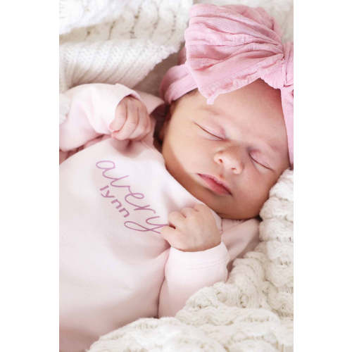 Personalized Full Length Snap Romper | Blush