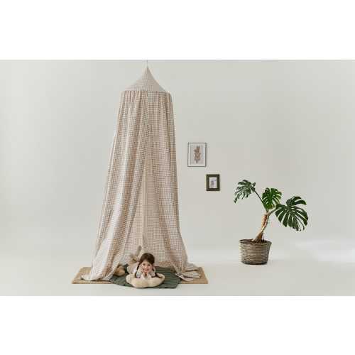 Gingham Bed Canopy | Cotton Canopy for Baby Crib | Hanging Nursery Canopy, Neutral Canopy for Crib or Toddler Bed