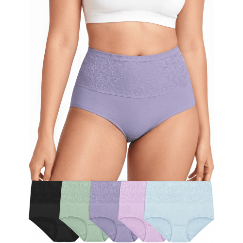 Loritta Secret 5-Pack Underwear for Women Cotton High Waist Panties Full Coverage Cotton Panties for Women, Size S-2XL