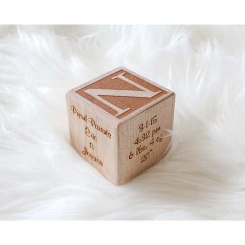 Personalized Wood Baby Birth Block