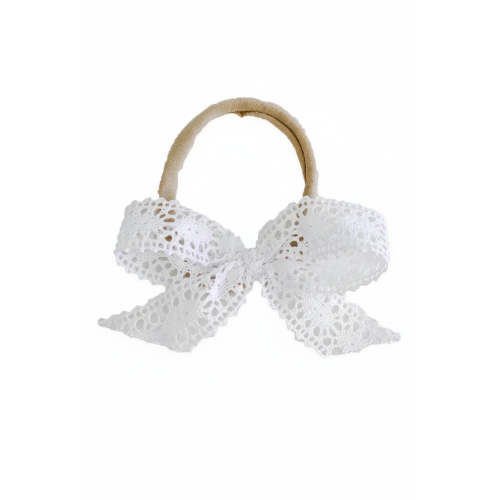 White Lace Bow Headband