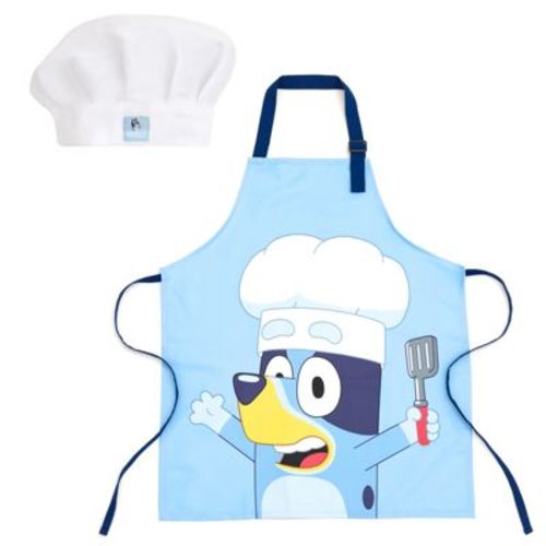 Bluey One Size Toddler Twill Apron and Chef Hat Cooking Set Sky Blue Bluey OS Toddler