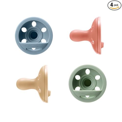 Tommee Tippee Breast-Like Pacifier, Lightweight, One-Piece Silicone Design, Symmetrical Nipple, 6-18m, 4 Pack