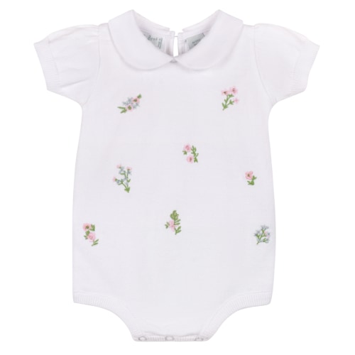 Girls Embroidered Garden Knit Romper
