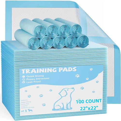 22 in x 22 in, 100 Count Disposable Dog Pee Pet Pads，Pet Puppy Training Pads, Super Absorbent 6 Layer Leak-Proof Fast Dry Pee Pads, Large