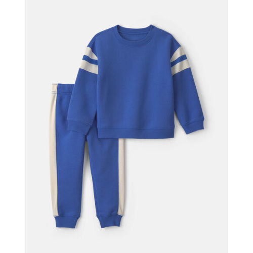Baby Boy 2-Piece Striped Fleece Top & Pant Set - Blue/Grey | Carter's
