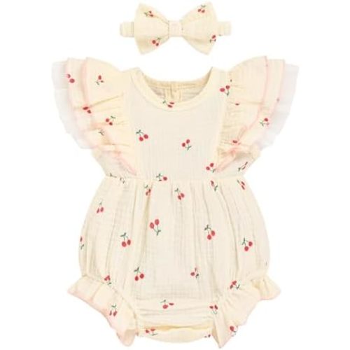TITKKOP Ruffle Bubble Romper for Baby Girl | One-Piece Shorts Jumpsuit | Summer Outfit & Dress for Infants 0-18M