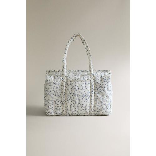 COTTON BLUE FLORAL DIAPER BAG