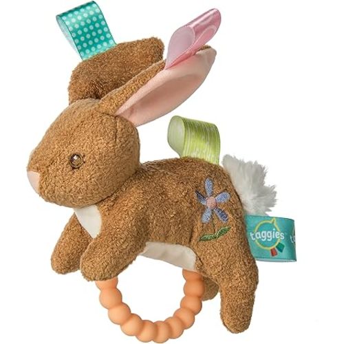 Taggies Teether Baby Rattle, 6", Harmony Bunny