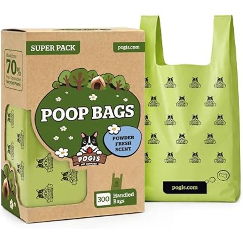 Pogi’s Dog Poop Bags with Handles – Extra-Thick, Leak-Proof, Large, Fresh Scent, 300-Count