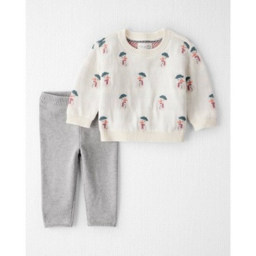 Little Planet By Carter's Organic Baby 2pc Snowman Sweater Set - Cream/Heather Gray 6M