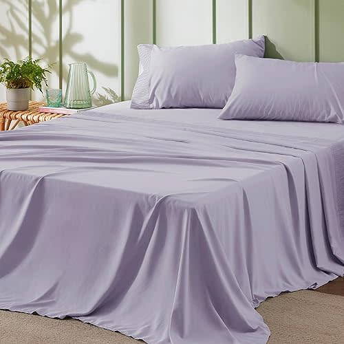 Bedsure Full Size Toddler Bed Sheets - 4 Pieces Soft Full Sheet Set - Breathable & Cooling - Hotel Luxury - Easy Care Polyester Microfiber Bedding for Women, Men, Lavender