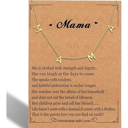 SKQIR Mama Necklaces For Women, Gold Plated Momma Mom Necklace,Pregnant Pregnancy Gifts For Expecting Mom, First Time New Mom Gifts,Mommy Mama To Be Gifts,Postpartum Gifts For Mom After Giving Birth