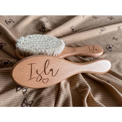 Single soft bristle hairbrush engraved heart design