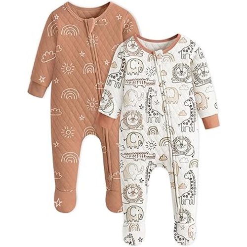 Yoofoss Baby Pajamas Organic Cotton Baby Winter Clothes Warm Newborn Sleepers for 0-3 3-6 6-9 Months, Quilted Footed Pjs