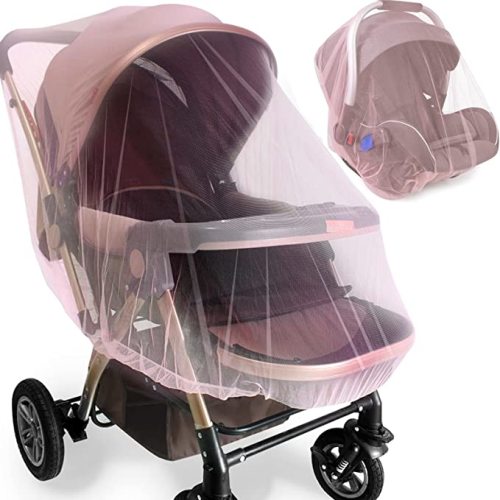 Durable Baby Stroller Mosquito Net (2 Pack) - Universal Elastic Edge Mesh Cover for Bassinets, Cradles, Playards, Car Seats & Mini Cribs | Breathable Travel Essential Newborn Protection (White)