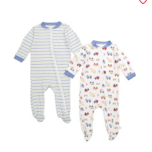 Newborn Boys 2pk Construction Print Footed Coveralls | Kids & Baby | TJ Maxx