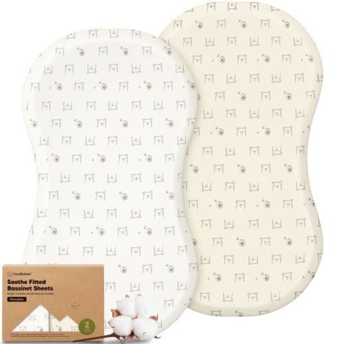 KeaBabies Organic Bassinet Sheet for Boys, Girls, 2-Pack Soft Soothe Bassinet Sheets for Halo BassiNest Swivel Sleeper, Hourglass 30x18 (Bumble Bear)