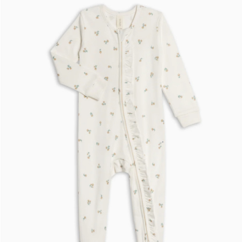 Neve Ruffle Zipper Footed Romper