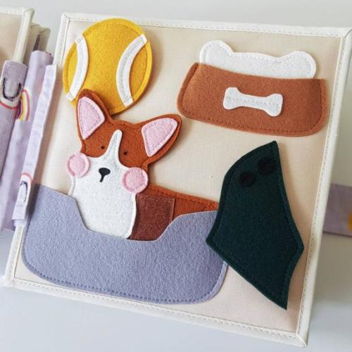 felt activity book, quiet book pages with a puppy by kinderkrama
, 
              6 page
          , 
              Girl