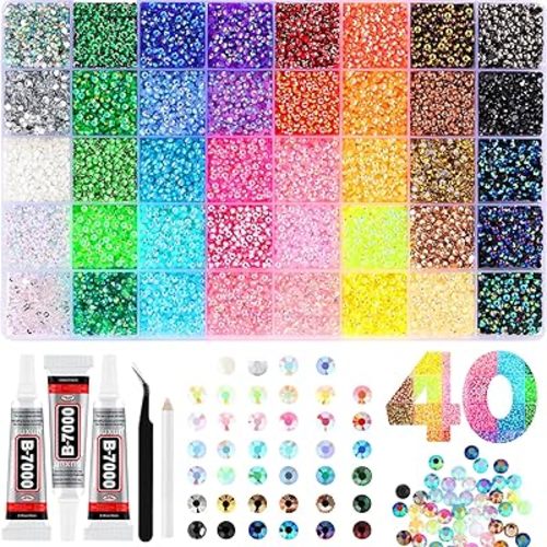 Zefy 40 Colors Resin Bedazzling Kit Jelly Rhinestones, 3mm 50,000 Pcs
