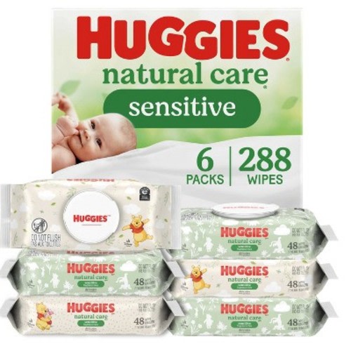 Huggies Care Sensitive Unscented Baby Wipes - 288ct: Ethyl Alcohol-Free, Hypoallergenic, Chlorine-Free