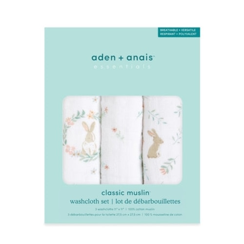 Blushing Bunnies Muslin Washcloths 3pk | aden + anais