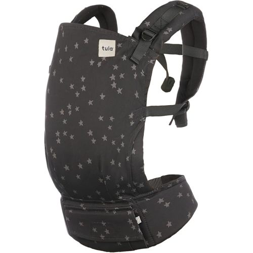 Baby Tula Linen Toddler Carrier 25-60 lbs, Adjustable Ergonomic Carrier w/Multiple Front & Back Carry Positions - Plant-Based Fabric - Supportive, Hypoallergenic, Breathable - Discover (Black/Stars)