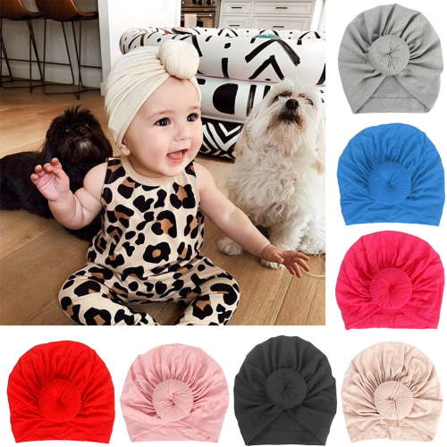 Visland Baby Girl Boy Turban Hat, Fashion Casual Solid Color Knot Nursery Beanie Cap Headwrap Headdress Headwear for Newborn Infant Toddler Baby (1-4 Years Old) 1PC