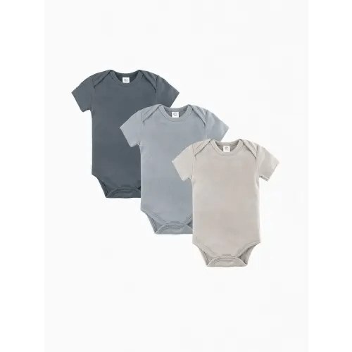 Baby Classics 3-Pack Short Sleeve Bodysuit Bundle in Harbor + Mist + Stone
