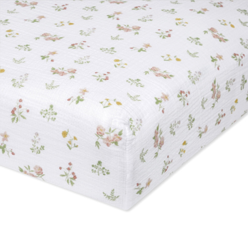 aden + anais™ essentials Cotton Muslin Crib Sheet, Pink, Country Floral, Infants, Girls
