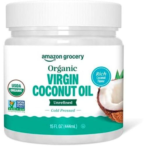 Amazon Grocery, Organic Virgin Coconut Oil, Non GMO, 15 Fl Oz (Previously Amazon Fresh, Packaging May Vary)