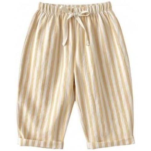 Toddler Baby Linen Pants Boy Spring Clothes Striped Toddler Pants Stretchy Drawstring Elastic Waisted Trousers 3M-5T