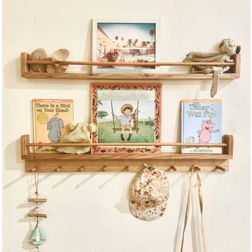 Kids Room Combo - Bookshelf and a Shelf + Pegboard: Australian Handmade Wooden Shelf